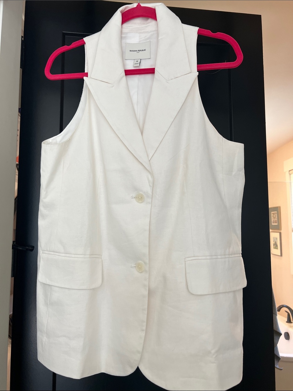 Banana Republic White Sleeveless Blazer Vest